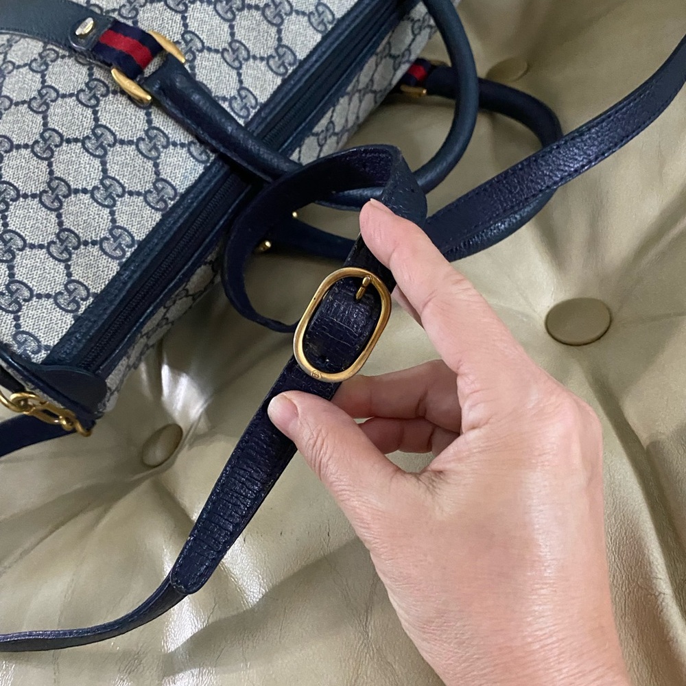 Gucci A-Frame GG Duffel Tote Web Stripe w/Modified Crossbody Strap Vintage - Picture 12 of 14
